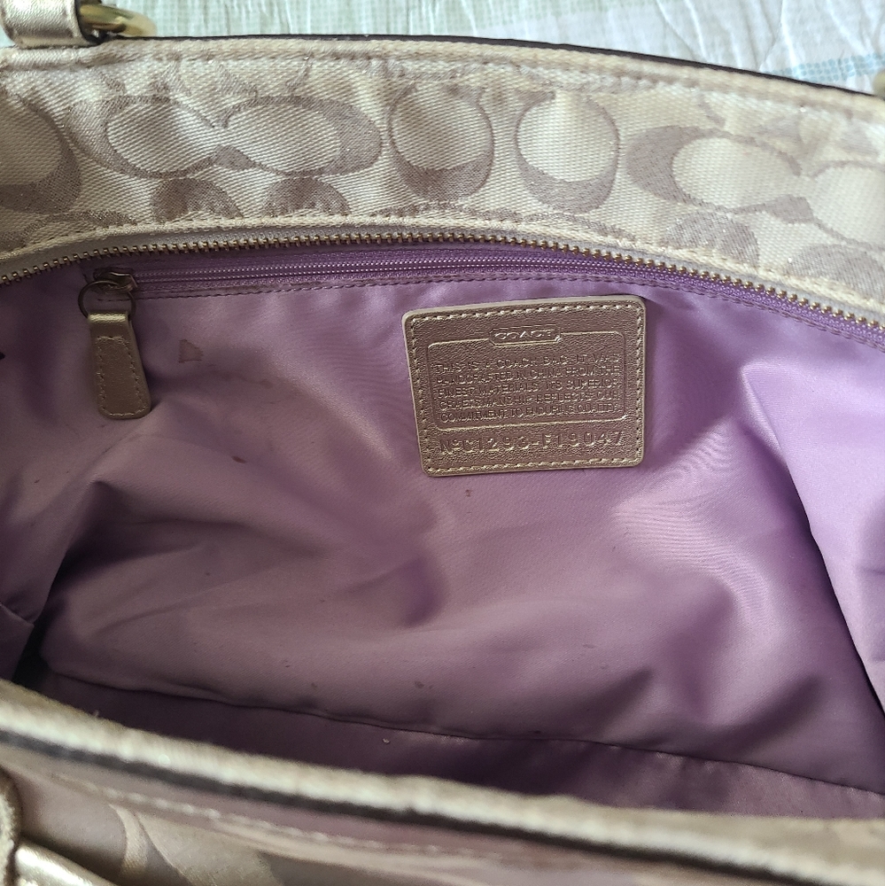 Coach Purse, Multi Metallic Gold Patchwork Galler… - image 8